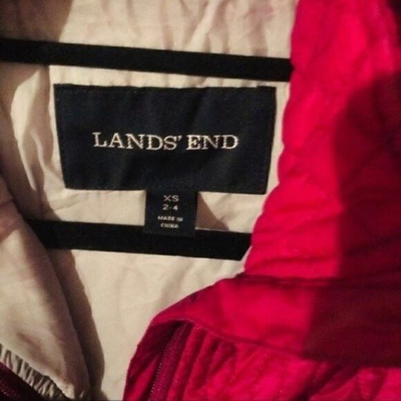 LandsEnd quilt puffer fuchsia jacket size XS 2-4 BoxH primaloft - Picture 2 of 7